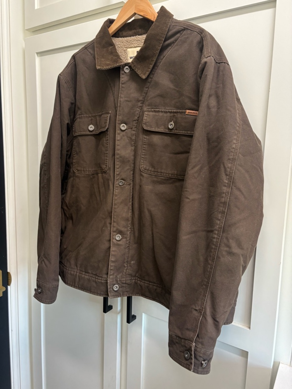 Woolrich Barn Jacket men’s XXL Sherpa Lined Canvas Chore Coat Brown Workwear - Picture 3 of 9